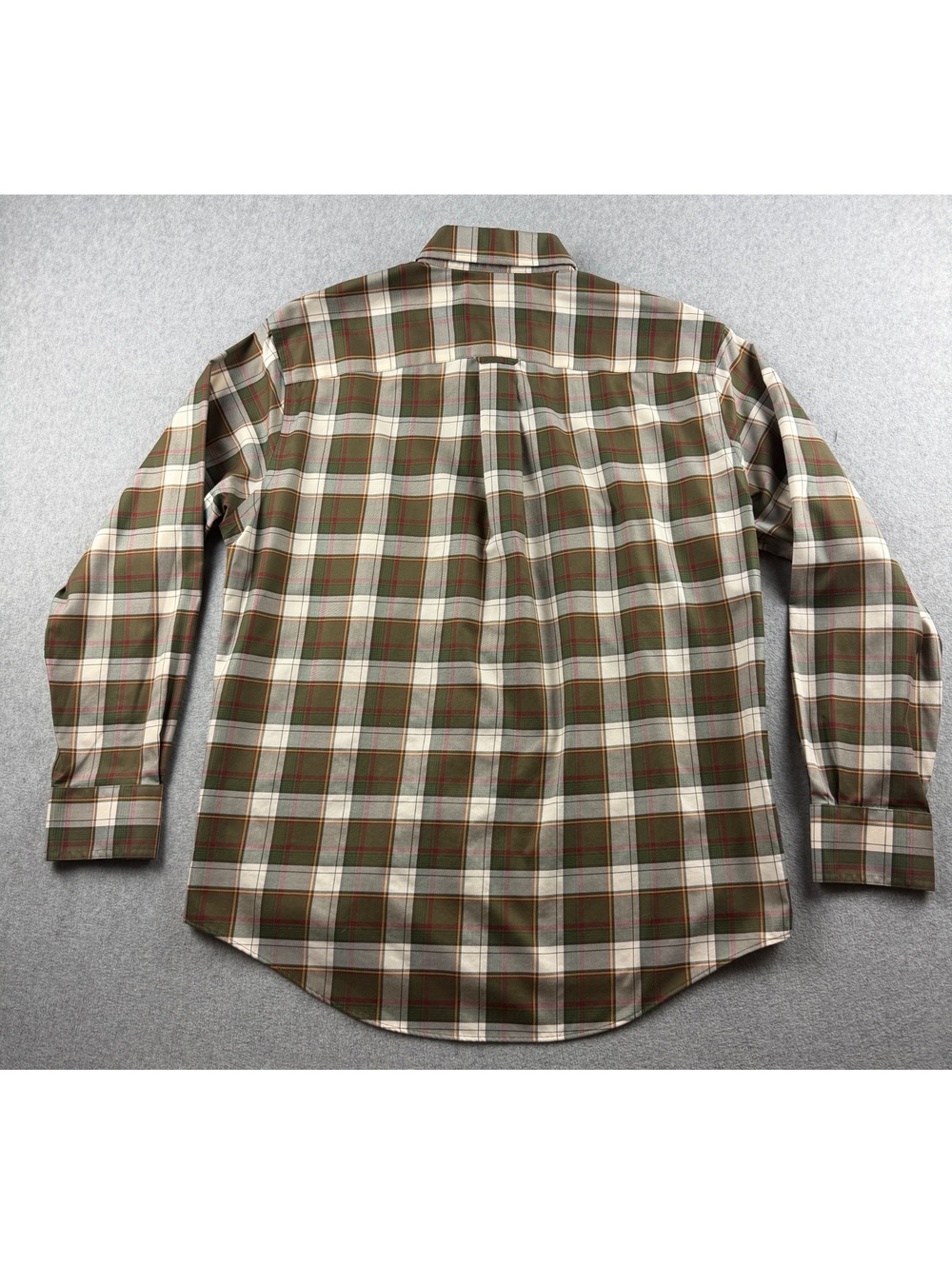 Cabela's Men's M Plaid Shirt Green Red Tartan Wrinkle Free Cotton Outdoors